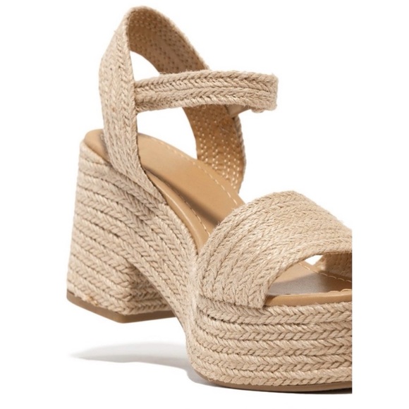 Jute Ankle Strap Platform Block Heel Sandal - Picture 6 of 14